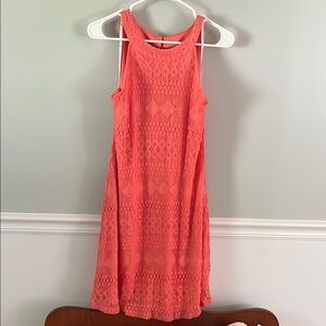 Coral Lace Sleeveless Dress